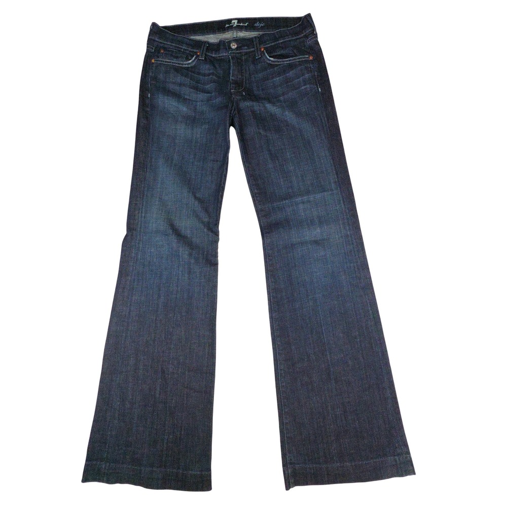 7 For All Mankind Dojo Wide Leg Jeans Womens 34x32 Blue Dark Wash Made in USA